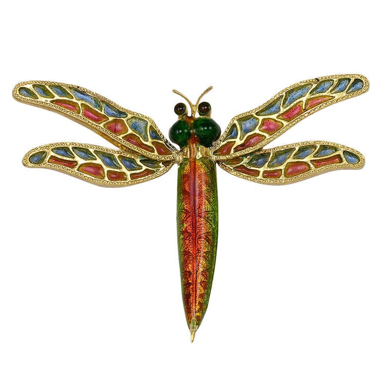 Dragonfly Plique-a-Jour Brooch