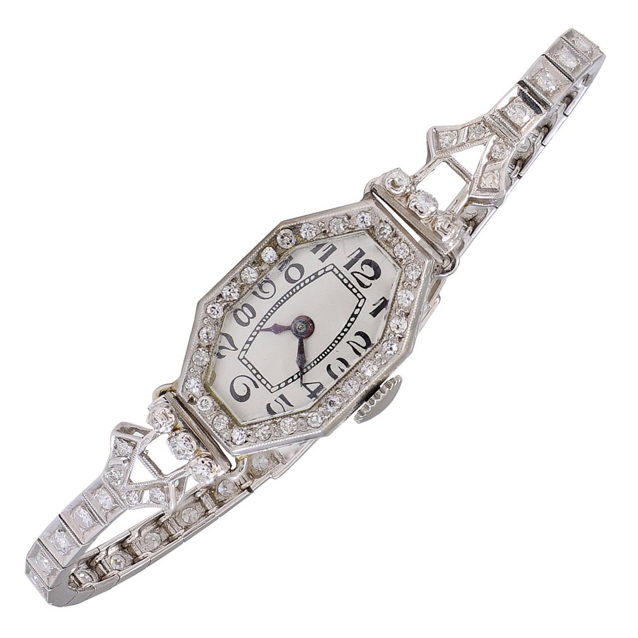 Cartier Lady's Platinum, Gold and Diamond Art Deco Tonneau Wristwatch ...