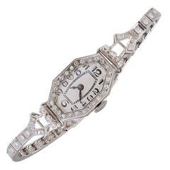 Lady's Platinum Diamond Antique Wristwatch 9