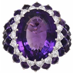 1940er Jahre Amethyst-Diamant-Gold-Cocktailring