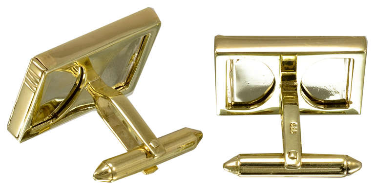 Brilliant Cut Gold and Diamond Cufflinks with Interchangeable Tops