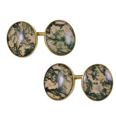 Antique Moss Agate Cufflinks