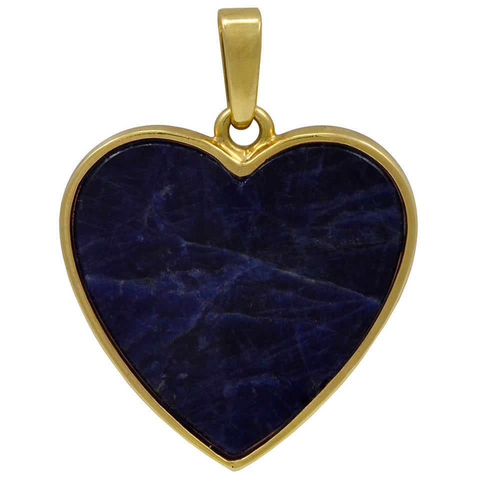 Tiffany & Co. Lapis Gold Heart Pendant