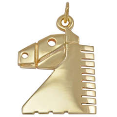 Stylized Gold Horse Head Charm/Pendant