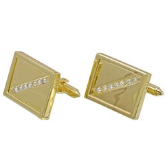 Gold and Diamond Cufflinks with Interchangeable Tops