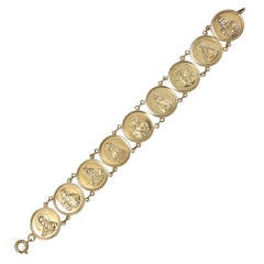 Vintage Madonna Child Jesus and Saints Gold Medallion Bracelet