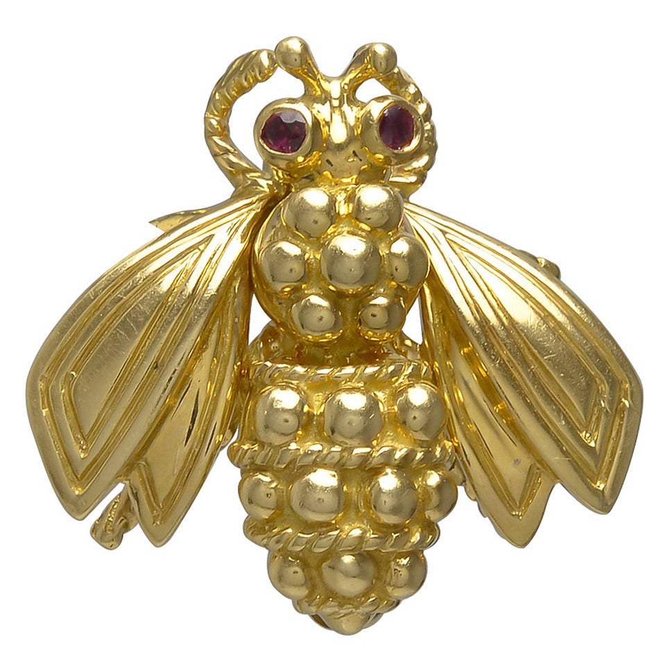 Tiffany & Co. Ruby Gold Bee Pin