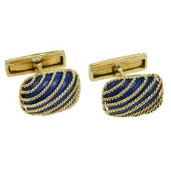 Tiffany & Co. Lapis Lazuli Gold Cufflinks