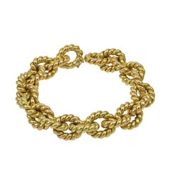 Classic Italian Textured Gold Link Bracelet