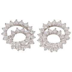 Tiffany & Co. Swirl Diamond Platinum Ear Clips