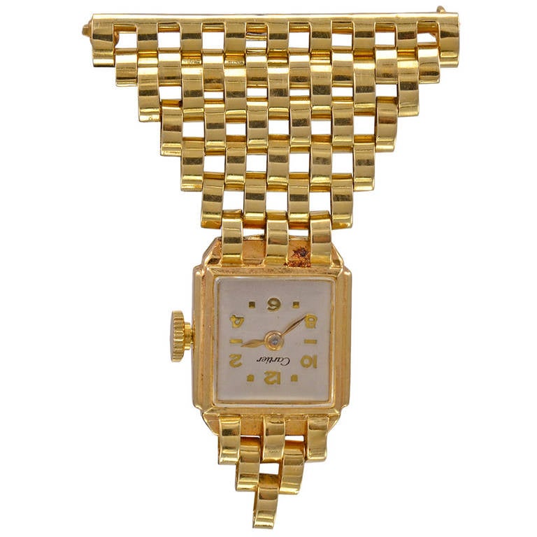 Cartier Lady's Yellow Gold Lapel Watch