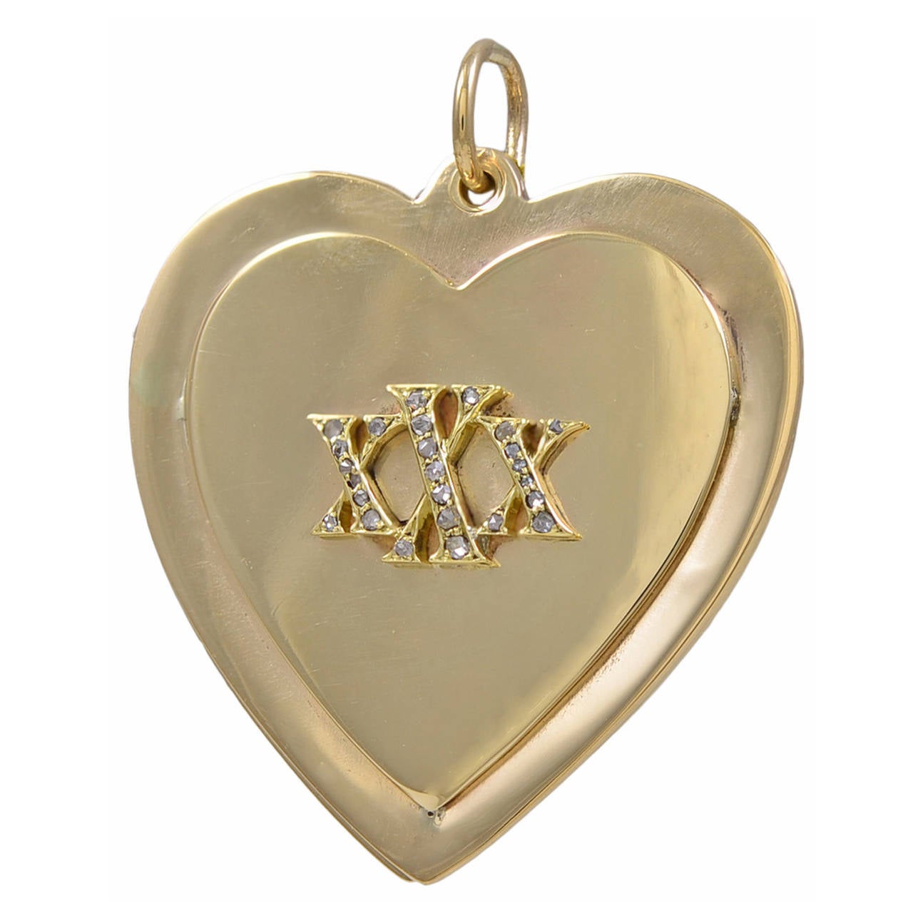 Heart Love and Kisses Large Gold Pendant or Charm