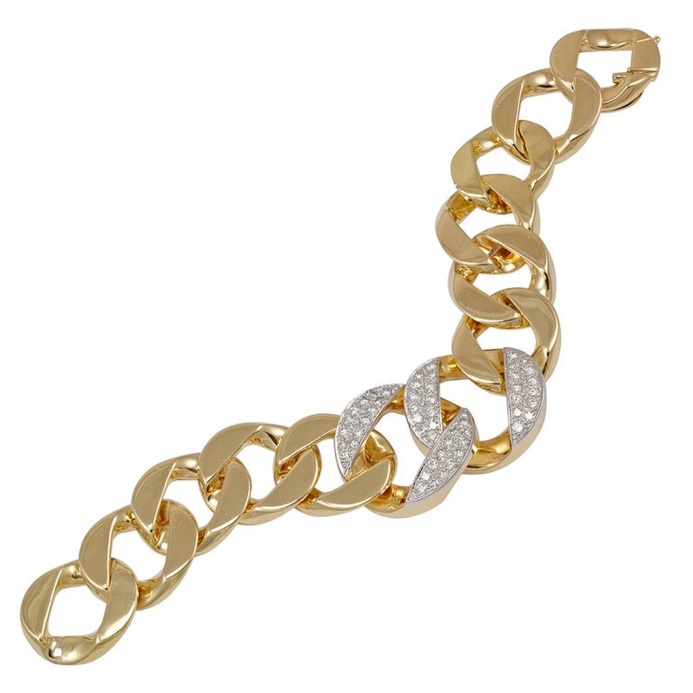 1940s Cartier Fabulous Diamond Gold Link Bracelet at 1stDibs cartier
