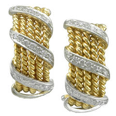 Tiffany & Co. Schlumberger Diamond Gold Band Earrings 9