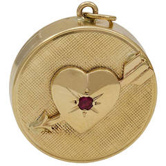 Vintage Music Box Charm with Heart and Arrow