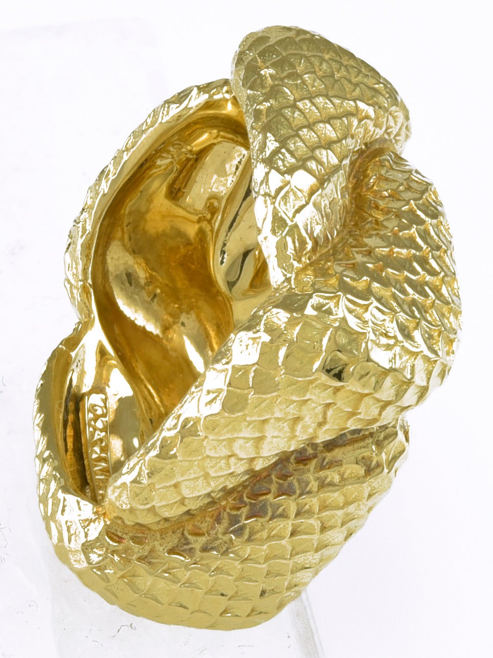 Great figural ring by TIFFANY & CO.  Interwoven figural serpent with well-detailed textured 
