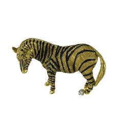 Enamel Gold Zebra Brooch 3