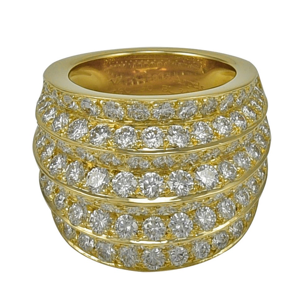 Van Cleef & Arpels "Seville" Eight Row Spectacular Diamond Gold Ring