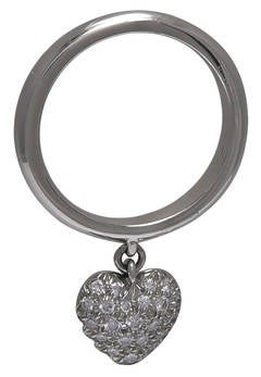 TIFFANY & CO "TAG" Diamond Heart Platinum Ring