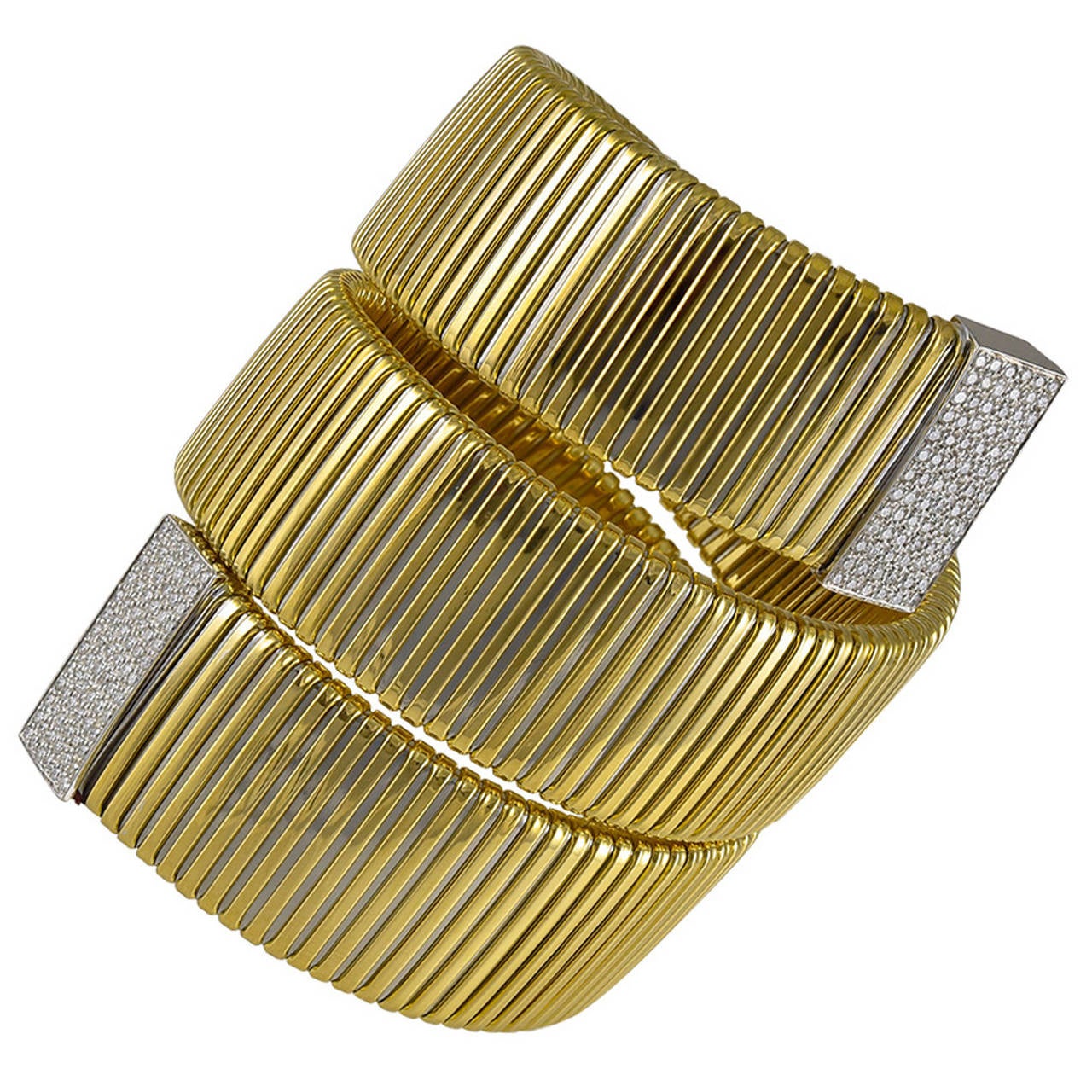 Stunning Flexible WrapAround Gold Platinum and Diamond Bracelet For