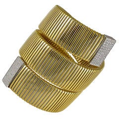 Stunning Flexible Wrap-Around Gold Platinum and Diamond Bracelet 9