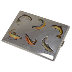 "Trout" Fish Case Antique Sterling and Enamel 7