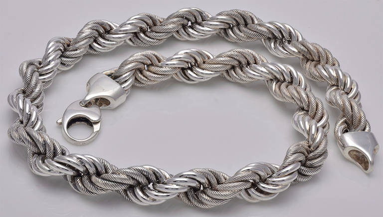 Very heavy well detailed sterling silver necklace. Made and signed by Gucci.
 18