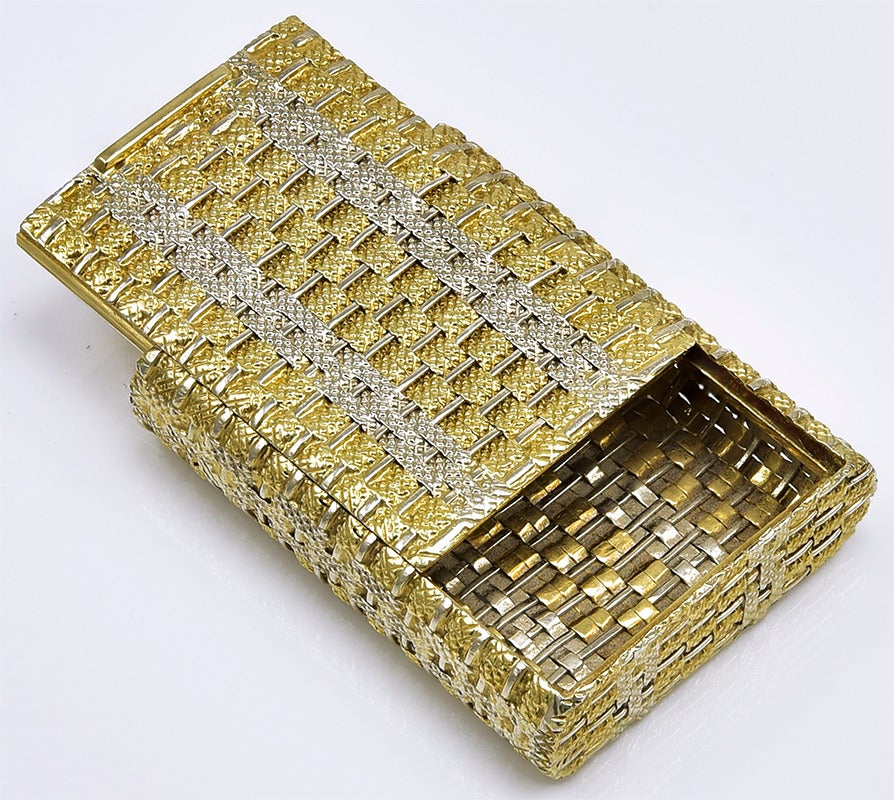 TwoColor Woven Gold Pill Box For Sale at 1stDibs