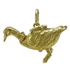 Goose With Golden Egg Gold Charm