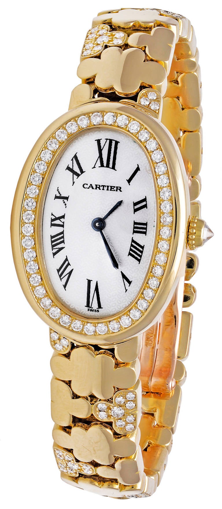 Cartier Lady's Rose Gold and Diamond Baignoire Wristwatch with Bracelet 1