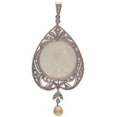 Antique Pearl Mother-of-Pearl Diamond Pendant