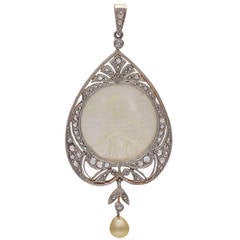 Antique Pearl Mother-of-Pearl Diamond Pendant 11