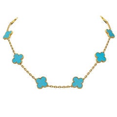 Van Cleef & Arpels Alhambra Turquoise Gold Necklace