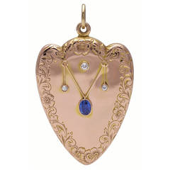 Sapphire Diamond Gold Heart Locket 3