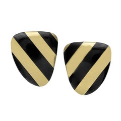 Retro Tiffany & Co. Onyx Gold Ear Clips