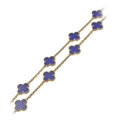 Van Cleef 
Arpels Alhambra Lapis Gold Necklace