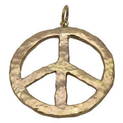 Large Gold Peace Charm Pendant