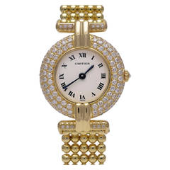 Cartier Lady's Yellow Gold and Diamond Colisee Wristwatch with Bracelet 9