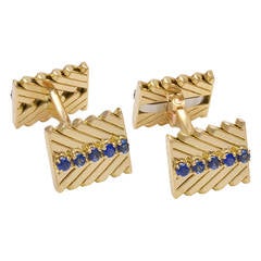 Van Cleef & Arpels Sapphire Gold Cufflinks 9