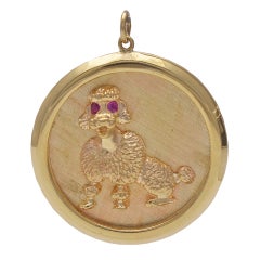 Large Ruby Gold Poodle Charm