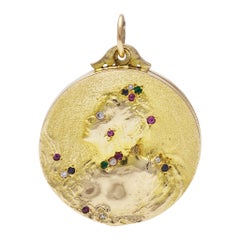 Antique Art Nouveau Gold Locket with Gem Set Woman
