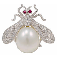 Pearl Diamond Bug Brooch 6