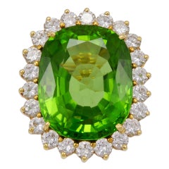Peridot and Diamond Large Cocktail Ring