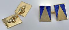 Art Deco Lapis Gold Cufflinks