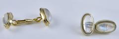 Large Antique Moonstone and Enamel Gold Cufflinks