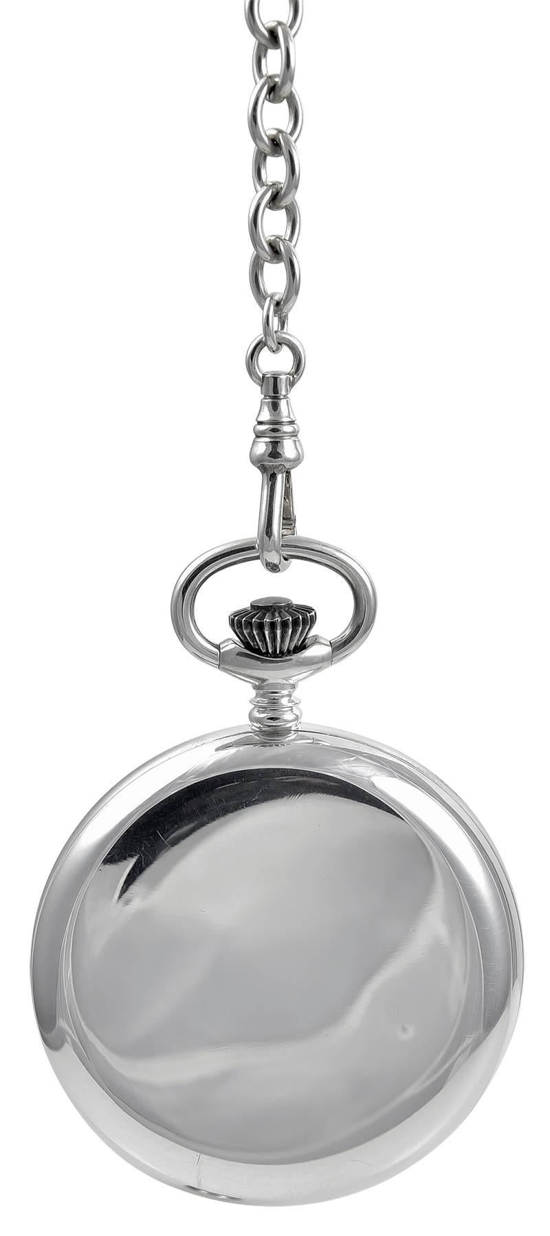 Classic solid sterling silver pocket watch.  Made, signed and numbered by TIFFANY & CO.  Roman  numerals.  2