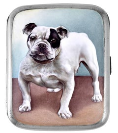 Best Ever Antike Emaille Sterlingsilber-Etui mit Bulldogge