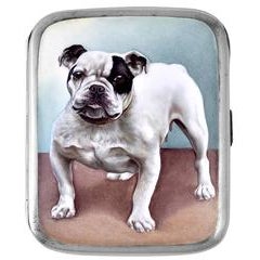 Best Ever Antique Bulldog Enamel Sterling Silver Case 12