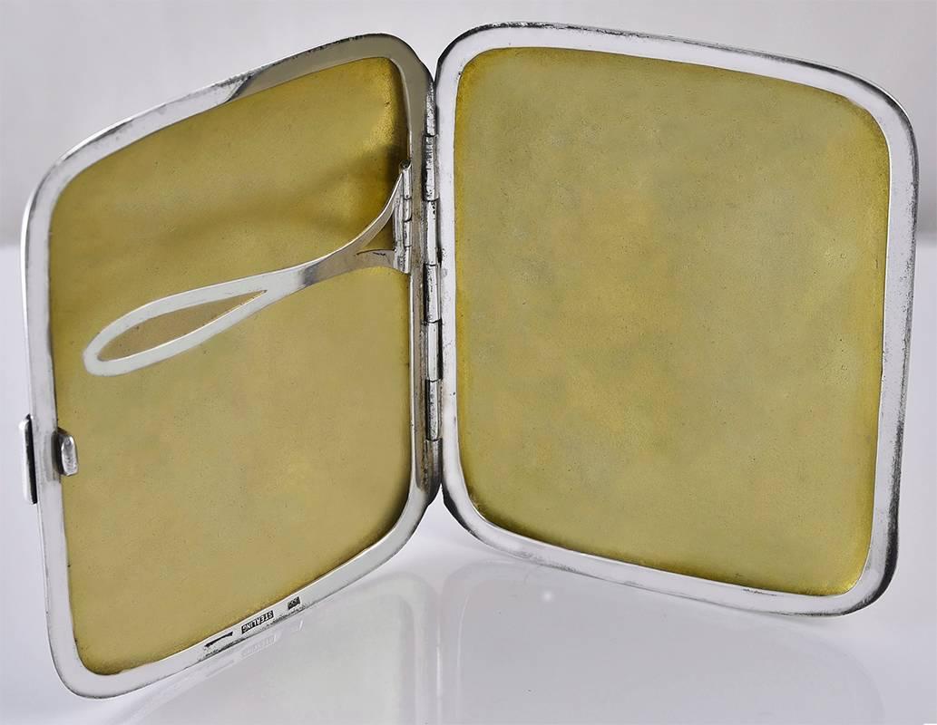 Mejor Estuche Antiguo de Plata de Ley con Esmalte Bulldog de la Historia Art Nouveau en venta
