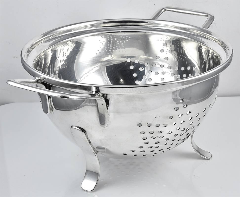 Sterling silver collander.  Handmade and signed by CARTIER.    8 1/2